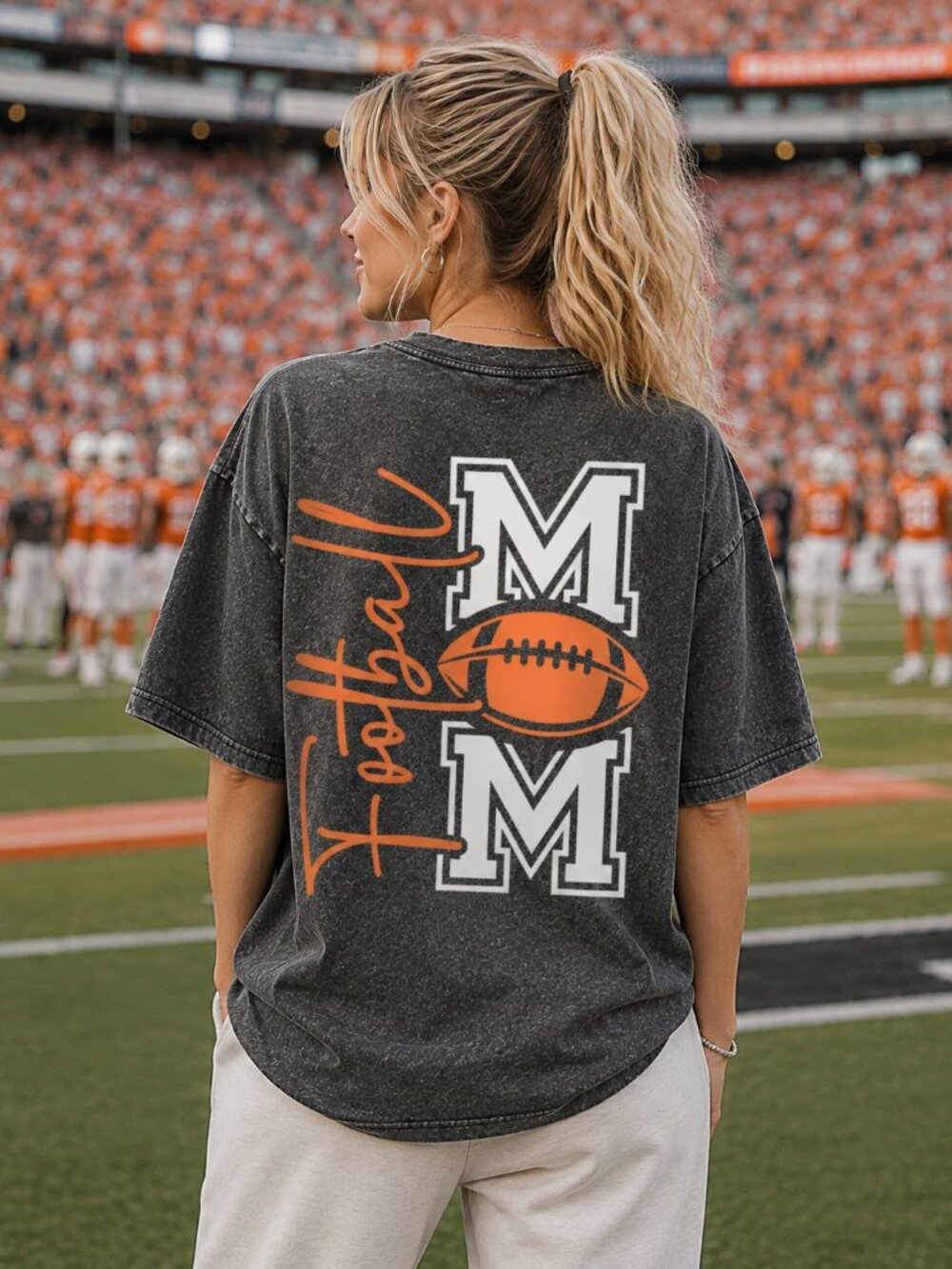 Game Day Mom Tee, Football Mom Shirt,  Vintage Acid Wash Football T Shirt